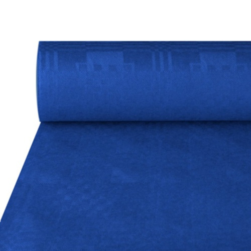 Product foto van Papieren tafelkleed damastprint donkerblauw 50m
