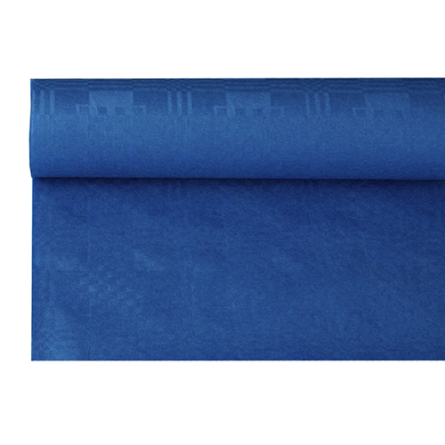Product foto van Papieren tafelkleed damastprint donkerblauw 6m