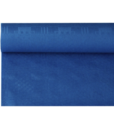 Product foto van Papieren tafelkleed damastprint donkerblauw 8m