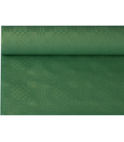 Product foto van Papieren tafelkleed damastprint donkergroen 8m