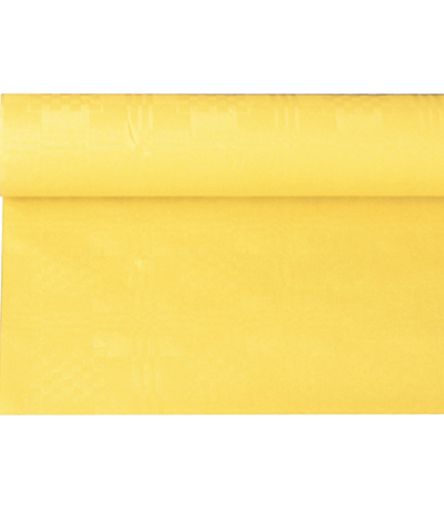 Product foto van Papieren tafelkleed damastprint geel 6m