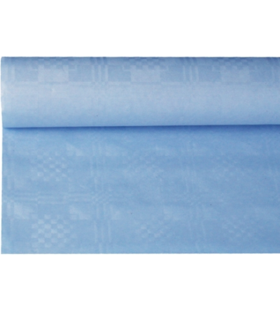 Product foto van Papieren tafelkleed damastprint lichtblauw 8m