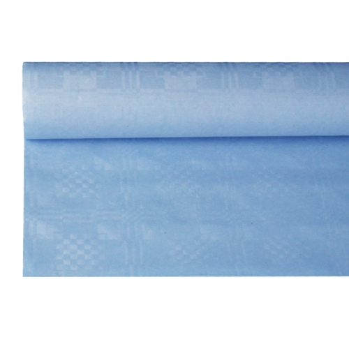 Product foto van Papieren tafelkleed damastprint lichtblauw 8m