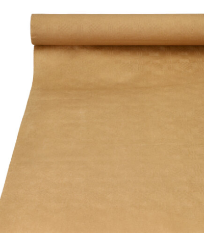 Product foto van Papieren tafelkleed damastprint natuur 25m x 1m