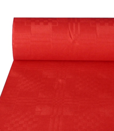 Product foto van Papieren tafelkleed damastprint rood 50m