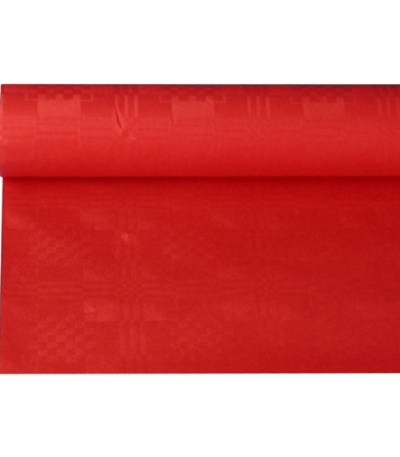 Product foto van Papieren tafelkleed damastprint rood 8m