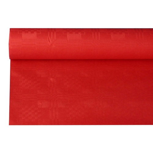 Product foto van Papieren tafelkleed damastprint rood 8m
