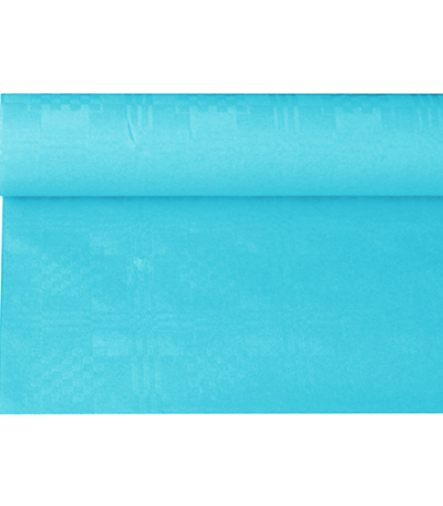 Product foto van Papieren tafelkleed damastprint turkoois 6m