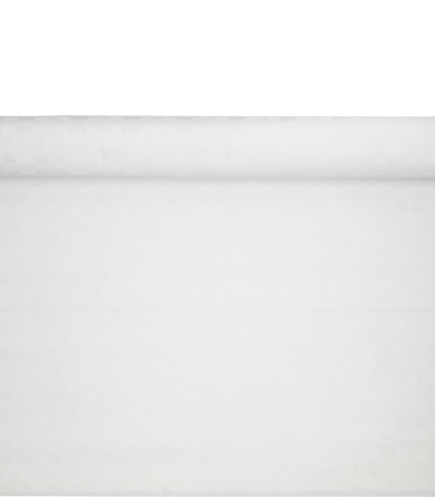 Product foto van Papieren tafelkleed damastprint wit 25m