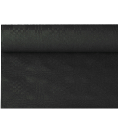 Product foto van Papieren tafelkleed damastprint zwart 6m