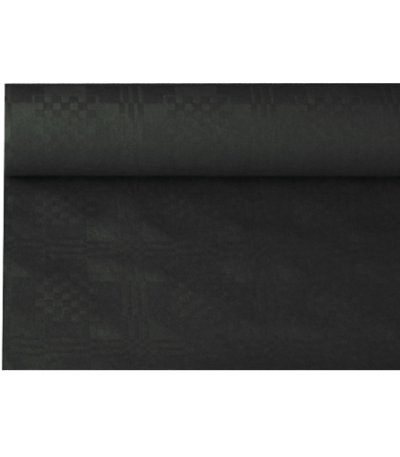 Product foto van Papieren tafelkleed damastprint zwart 8m