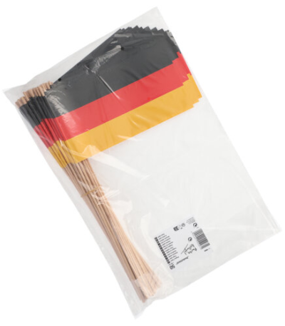 Product foto van Papieren vlaggen Duitsland met stok 12x22cm set van 50