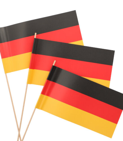 Product foto van Papieren vlaggen Duitsland met stok 12x22cm set van 50