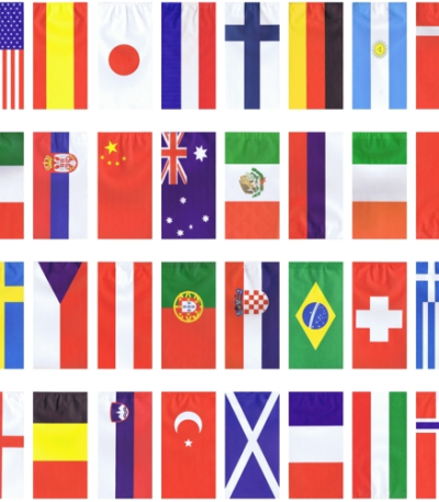 Product foto van Papieren vlaggenslinger 32 Nations 10m brandvertragend