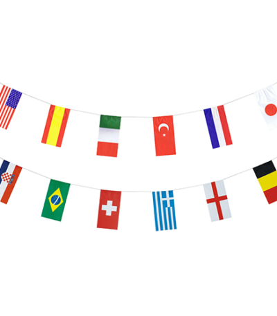 Product foto van Papieren vlaggenslinger 32 Nations 10m brandvertragend