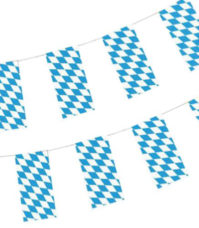 Product foto van Papieren vlaggetjes Beiers blauw brandveilig 10m