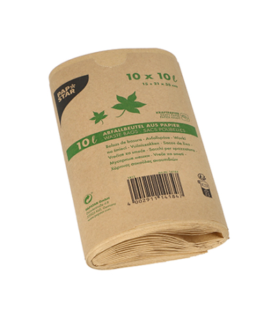 Product foto van Papieren vuilniszakken kraft bruin 10l set van 10