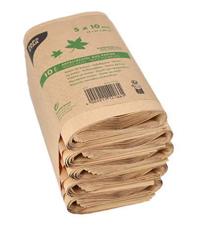 Product foto van Papieren vuilniszakken kraft bruin set van 50 10l