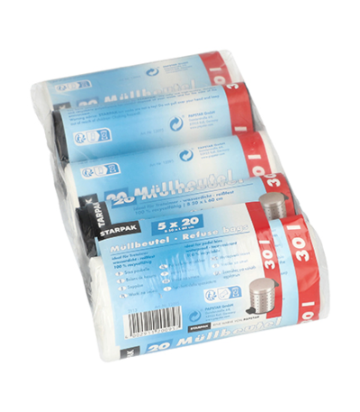 Product foto van Pedaalemmerzakken HDPE assorti kleuren 30l set van 100