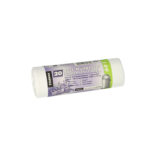 Product foto van Pedaalemmerzakken LDPE Lavendel wit 60l set van 20