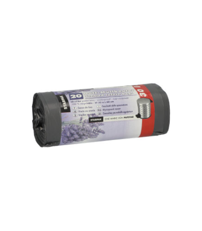 Product foto van Pedaalemmerzakken LDPE grijs Lavendel 30l set van 20