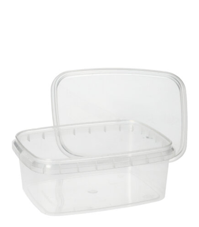 Product foto van Plastic Delicatessenbekers transparant 250ml tamper-proof sluiting set van 50