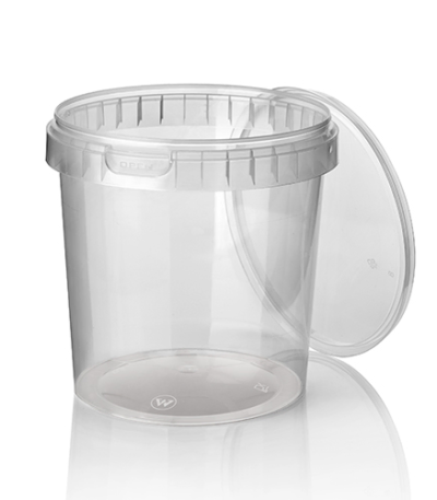 Product foto van Plastic Delicatessenbekers transparant met sluiting 770ml set van 30