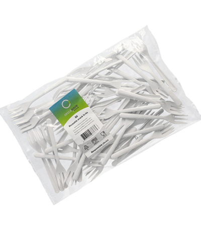 Product foto van Plastic Snackvorkjes wit set van 50 Haval Circulware extra stevig