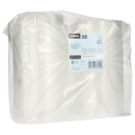 Product foto van Plastic beker met deksel transparant 250ml set van 50