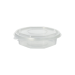 Product foto van Plastic beker met deksel transparant 250ml set van 50