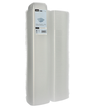 Product foto van Plastic beker met deksel transparant set van 100 250ml