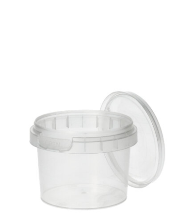 Product foto van Plastic delicatessenbekers transparant tamper-proof set van 48 120ml