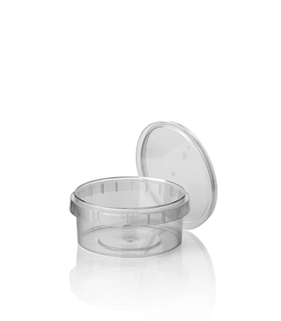 Product foto van Plastic delicontainer transparant 240ml tamper-proof set van 36