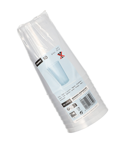 Product foto van Plastic drinkbekers herbruikbaar transparant set van 10 400ml