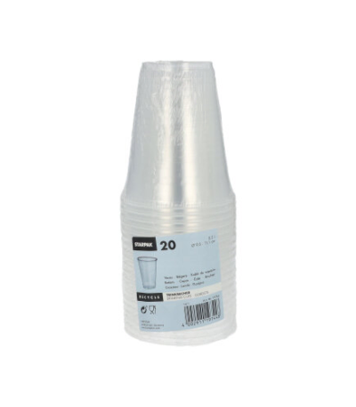 Product foto van Plastic drinkbekers transparant met schuimkraag set van 20 300ml