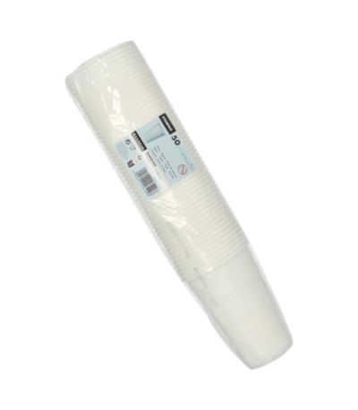 Product foto van Plastic drinkbekers wit 500ml set van 50