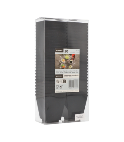 Product foto van Plastic fingerfood schaaltjes zwart set van 50 50ml