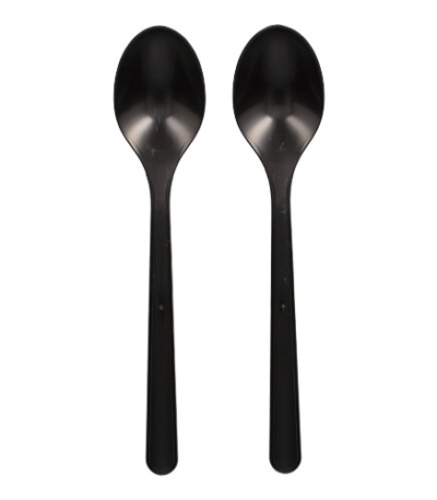 Product foto van Plastic herbruikbare lepels zwart set van 50 Circulware by Haval