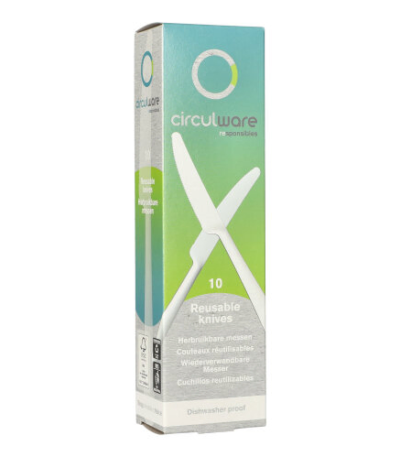 Product foto van Plastic herbruikbare messen wit set van 10 Circulware Gaia