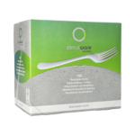 Product foto van Plastic herbruikbare vorken wit set van 100 Circulware by Haval Gaia