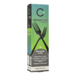 Product foto van Plastic herbruikbare vorken zwart set van 10 Circulware Gaia