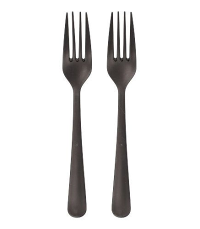 Product foto van Plastic herbruikbare vorken zwart set van 10 Circulware Gaia