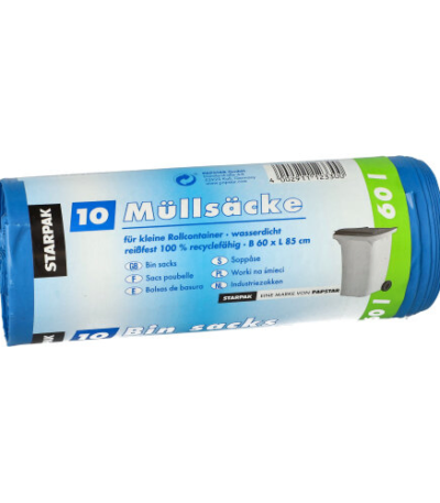 Product foto van Plastic industriezakken blauw 60L set van 10