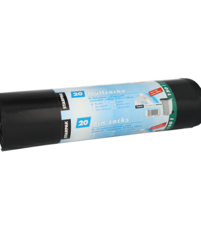 Product foto van Plastic industriezakken zwart extra sterk set van 20 150 liter