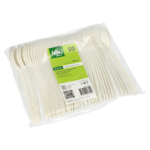 Product foto van Plastic lepels C-PLA wit 19 cm set van 50 Folia