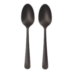 Product foto van Plastic lepels Haval Circulware Gaia zwart set van 10