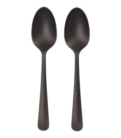 Product foto van Plastic lepels Haval Circulware Gaia zwart set van 10