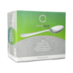 Product foto van Plastic lepels wit set van 100 19cm circulware Gaia extra stevig