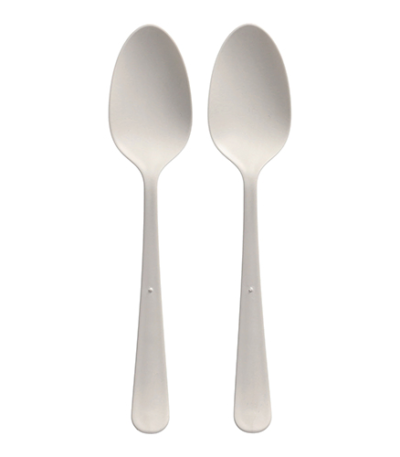 Product foto van Plastic lepels wit set van 100 19cm circulware Gaia extra stevig