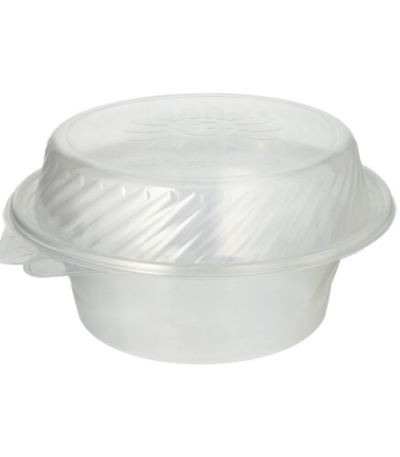Product foto van Plastic saladeschalen met deksels wit set van 25 1400ml